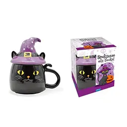 Trötsch Spuktasse Katze mit Deckel für Halloween – Kaffeetasse Teetasse Geschenkidee