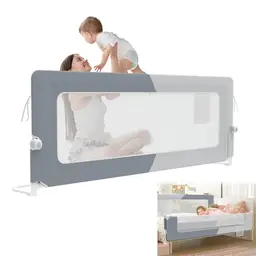 YRHome Bettgitter klappbar 200cm - Rausfallschutz für Kleinkinder, höhenverstellbar, dunkelgrau/hellgrau