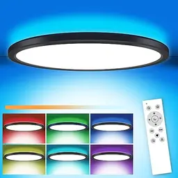 MILFECH 24W Dimmbare LED Deckenleuchte mit Fernbedienung und RGB Farbwechsel für Schlafzimmer, Kinderzimmer, Küche, Wohnzimmer (Schwarz)