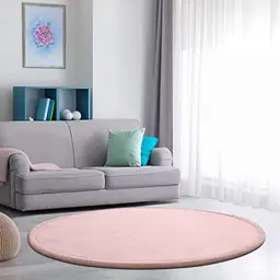 Paco Home Kinderteppich Rund 80 cm - Weiche, rutschfeste Krabbelmatte für Jungen und Mädchen in Pink