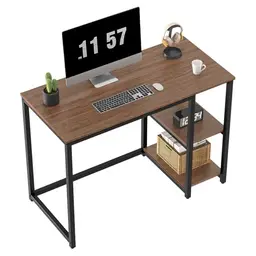 WOHOMO Computerschreibtisch, 100cm, rustikal braun mit Stauraum für Home Office