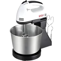 Retoo Handmixer mit Schüssel, 7 Stufen, Leicht & Leise, Rührgerät in Weiß/Silber