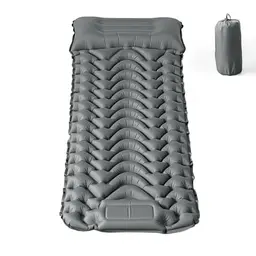 Isomatte Camping mit Fußpumpe, 8 cm Dicke, Wasserdicht & Reißfest, Ultraleicht, Grau, 193 x 68 cm