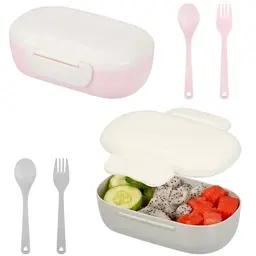 BELLE VOUS 2er Set Brotdose Pink und Grau - 400ml Lunchbox für Schule, Arbeit & Ausflüge