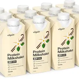 Vilgain Protein Milkshake, 33g Eiweiß, Laktosearm, Vanille, 12x330ml