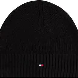 Tommy Hilfiger Herren Strickmütze Schwarz mit Baumwolle und Kaschmir
