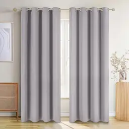 Blumtal Verdunklungsvorhänge 2er Set - Blickdichte Gardinen Grau 145x140cm mit Ösen - Thermovorhang und Lärmschutz