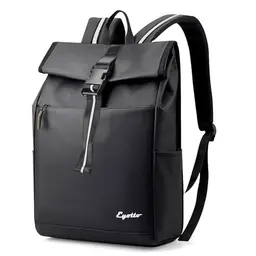 eYotto Rolltop-Rucksack, wasserdicht, für 15,6 Zoll Laptops, leicht, mit reflektierenden Streifen für Schule und Reisen (Schwarz)