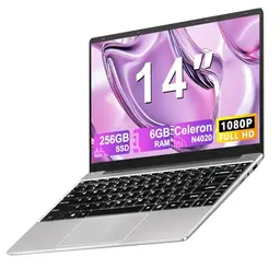 NOTODD 2025 Laptop 14 Zoll - Win 11 Pro, 6GB RAM, 256GB SSD, Celeron N4020, 1920x1080, 5G WiFi - Silber