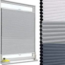 WOLTU Wabenplissee Grau-Weiß 70x120cm Doppelplissee, keine Bohrung, verdunkelnd, thermo, Sicht- & Sonnenschutz, Klemmlasche