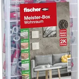 fischer Meister-Box Wohnraum, 132-teiliges Dübelset, für Heimwerker und Profis, optimal für Innen- und Außenbereich