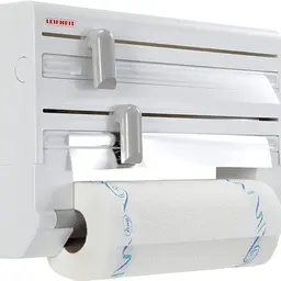 Leifheit Wandrollenhalter Parat ComfortLine für 3 Rollen, Küchenrollenhalter mit Folienschneider, 49 x 41 x 28.5 cm