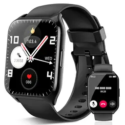 aycy Smartwatch für Damen und Herren, Fitnessuhr mit 1.85" Touchscreen, wasserdicht, Schrittzähler, Schlafmonitor, Schwarz