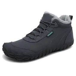 SAGUARO Barfußschuhe Herren & Damen Winterstiefel gefüttert wasserabweisend in Dunkelgrau, EU Gr. 46