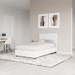 DHP Dakota Upholstered Platform Bed in White - Single