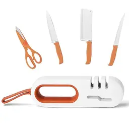 Hshenjhu Premium Messerschärfer für Küchenmesser mit Wolframstahl und Keramikstäben