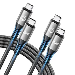 USB C auf USB C Kabel 2 Stück 2M, 100W, Schnellladekabel, Nylon Geflochten, kompatibel mit Samsung, iPhone 16/15/Pro Max, iPad, MacBook, Pixel, Switch