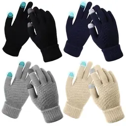 VEGCOO Damen Winterhandschuhe, Fleece gefütterte Touchscreen-Strickhandschuhe für Skifahren und Outdoor