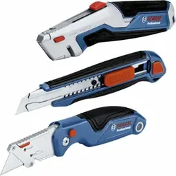 Bosch Professional 3-teiliges Messer Set mit Universal-Messer, Cutter und klappbarem Universal-Messer