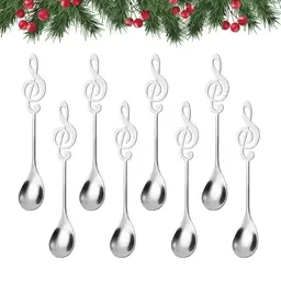 8er Set Weihnachtslöffel aus Edelstahl - Kaffeelöffel für Kaffee, Tee und Dessert