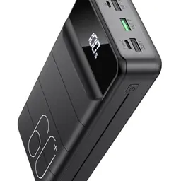 PDBEST Powerbank 60000mAh - USB-C Schnellladegerät, 4 Ausgänge, kompatibel mit iPhone, Android, Tablets - Schwarz