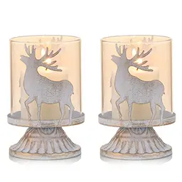Sziqiqi Weihnachtsdeko: 2er Set Hirsch Kerzenhalter aus Metall für Tisch und Wohnzimmer