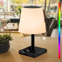 Postlucky Solar Tischlampe 2in1 Kabellos IP44 Wasserdicht für Innen und Außen (Schwarz)