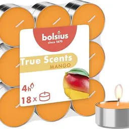 Bolsius True Scents Teelichter – Mango – 18 Stück – 4 Stunden Brenndauer – natürliche Aroma-Extrakte