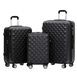 BEIBYE Zwillingsrollen Hartschale Trolley Koffer Reisekoffer Set (Schwarz)