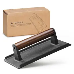 Navaris Smashed Burger Presse aus Gusseisen - Rechteckig, 21 x 11 cm - Ideal für schmackhafte Burger
