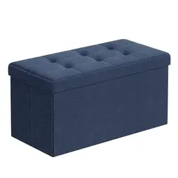 SONGMICS Sitzhocker mit Stauraum, klappbar, 38x38x76 cm, bis 300 kg, mitternachtsblau