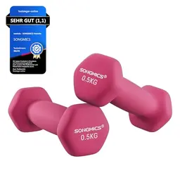 SONGMICS 2er Set Kurzhanteln 0,5 kg, rutschfest, Fitness & Krafttraining, pink