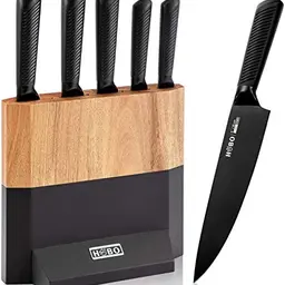 HOBO Messerblock Set 6-teilig - Küchenmesserset mit Kochmesser, Brotmesser, Schneidemesser und Schälmesser