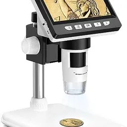 AOPICK Mikroskop für Handy, 50X-500X zoom, 4,3 Zoll 1080P, USB mit 8 LED-Lichtern, PC-kompatibel für Erwachsene/Kinder