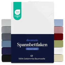 Dreamzie Premium Spannbettlaken 120x200 cm für Matratzen bis 22 cm - Oeko-TEX Zertifiziert - Weiß