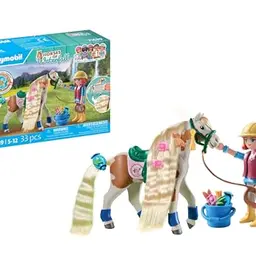 PLAYMOBIL Wasserfall-Pferde 71639 - Ellie & Pferd mit kreativem Haarschmuck, nachhaltiges Spielzeug für Kinder ab 5 Jahren