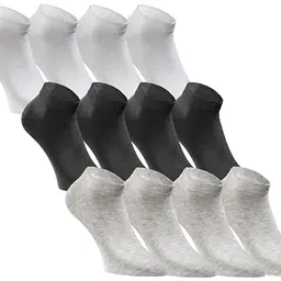 JACK & JONES Sneaker Socken 12er Set für Herren und Damen - Schwarz-Weiß-Grau - Gr. 35-38