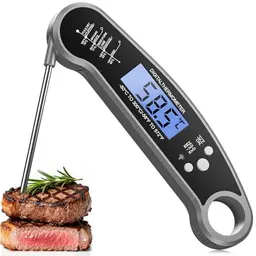 Digitales Fleischthermometer, klappbar, wasserdicht, mit LCD-Backlight – Für Grillen, Kochen, Backen & Milch