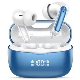 KI Übersetzer Kopfhörer Bluetooth 5.4, 164 Sprachen, Rauschunterdrückung, 56H Laufzeit, für Reisen, Saphirblau