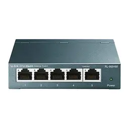 TP-Link TL-SG105 5-Port Gigabit Switch, unmanaged, lüfterlos, metallgehäuse, blau metallic
