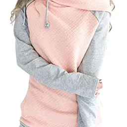 Aitos Damen Hoodie Zweifarbig Casual Pullover mit Kapuze, Longsleeve, Größe L