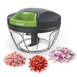 Ibergrif M501 Manuell Zwiebelschneider, BPA-frei, Multifunktionaler Zerkleinerer für Zwiebeln, Knoblauch und Nüsse