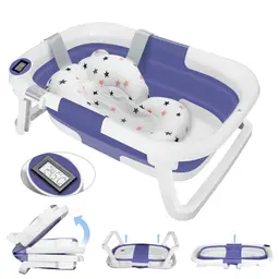 Faltbare Babywanne mit Badematte und Duschanschluss, tragbar und ergonomisch für Babys von 0-36 Monaten