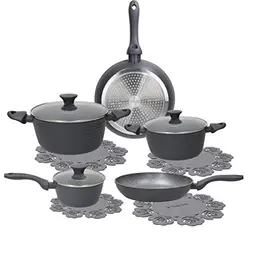 Tognana Cooking Circle Set: 2 Pfannen und 3 Töpfe mit Deckeln, Aluminium, Grau