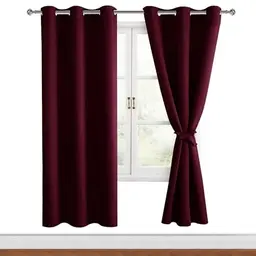 Hiasan Weinrote Verdunklungsvorhänge mit Ösen, 2 Stück, 117 x 183 cm, ideal für Schlafzimmer und Wohnzimmer