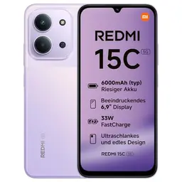 Xiaomi REDMI 15C 5G Smartphone mit 256GB Speicher und 50MP Kamera in Dämmerungslila