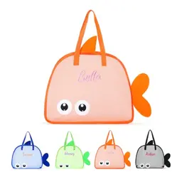 Wamantic personalisierte Strandtasche für Kinder mit Fisch-Design – Leichte Badetasche für Handtuch, Sandspielzeug & Badesachen