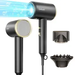 Dekuri Haartrockner, 1800W, ultraleicht, 2 Geschwindigkeiten, 3 Temperaturen, mit Diffusor & Konzentrator - Gold