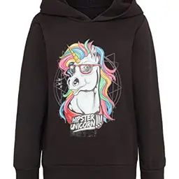 DANAEST Lustiger Einhorn Hoodie für Kinder 6-16 Jahre (Schwarz, Gr. 116)