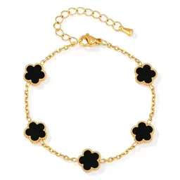 Kleeblatt Armband Glücksarmband Mädchen Gold - Edelstahl Wasserfest